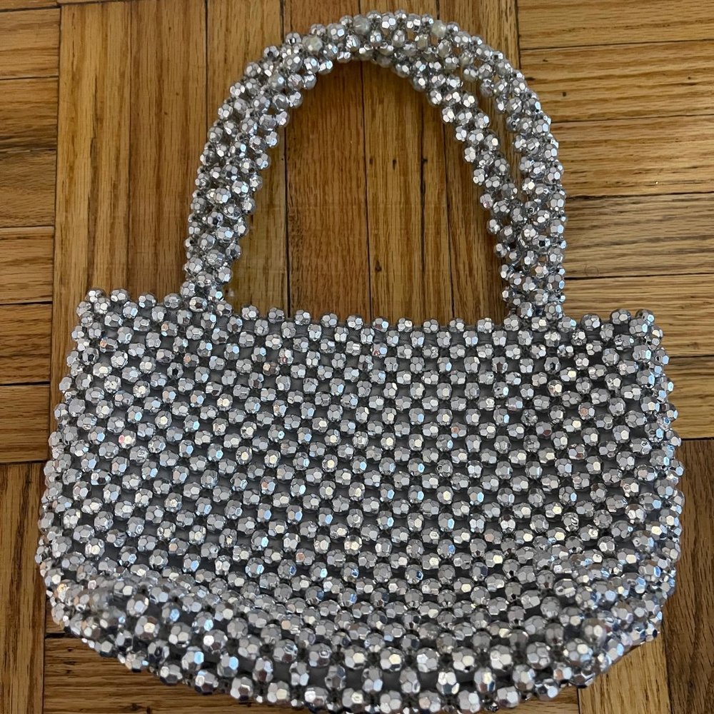 LOEFFLER RANDALL Mina Beaded Silver Bag